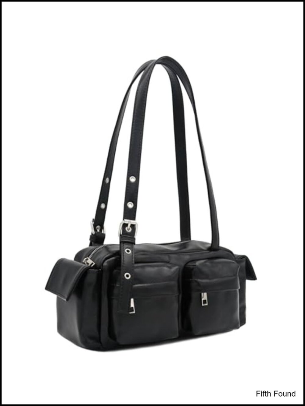 Glossy PU Leather Multi Pocket Shoulder Bag Satchel